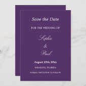 Elegant donker Paars huwelijk bewaar de datum Save The Date (Voorkant / Achterkant)