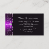 Elegant Donker Paars Witte  Grenzen Monogram Visitekaartje (Achterkant)