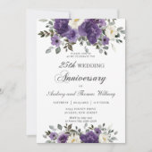 Elegant donker Paarse bloemenbruiloft Jubileum Kaart (Voorkant)