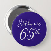 Elegant Donker Paarse Monogram 65e Verjaardagsfees Ronde Button 4,0 Cm (Voorkant /achterkant)