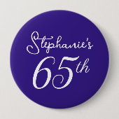 Elegant Donker Paarse Monogram 65e Verjaardagsfees Ronde Button 4,0 Cm (Voorkant)