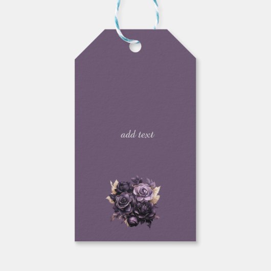 Elegant donker Paarse Rozen Cadeaulabel (Achterkant)