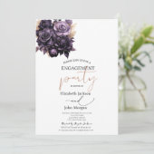 Elegant Donker Paarse Rozen Verloving Kaart (Staand voorkant)