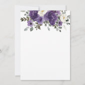 Elegant Donker Paarse Wit Bloemen Groen Bruiloft Kaart (Achterkant)