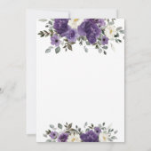 Elegant donker Paarse witte bloemen verlovingsfees Kaart (Achterkant)