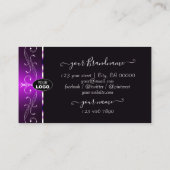 Elegant Donker Paarse Witte  Grenzen met Logo Visitekaartje (Achterkant)