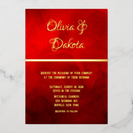 Elegant Donker Rode Waterverf Weddenschap Folie Uitnodiging