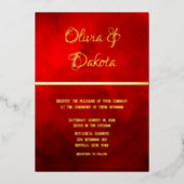 Elegant Donker Rode Waterverf Weddenschap Folie Uitnodiging (Voorkant)