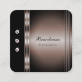 Elegant Donker Roos Goud en Zwart met Strass Vierkante Visitekaartje (Voorkant)