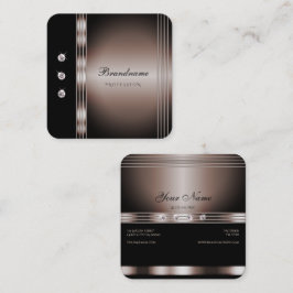 Elegant Donker Roos Goud en Zwart met Strass Vierkante Visitekaartje