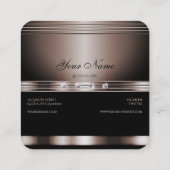 Elegant Donker Roos Goud en Zwart met Strass Vierkante Visitekaartje (Achterkant)