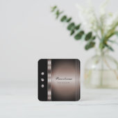 Elegant Donker Roos Goud en Zwart met Strass Vierkante Visitekaartje (Staand voorkant)