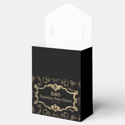Elegant donker Victoriaans gotisch Baby shower Bedankdoosjes (Geopend)