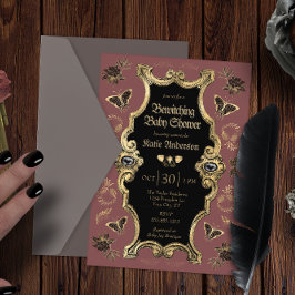 Elegant donker Victoriaans gotisch Baby shower Kaart