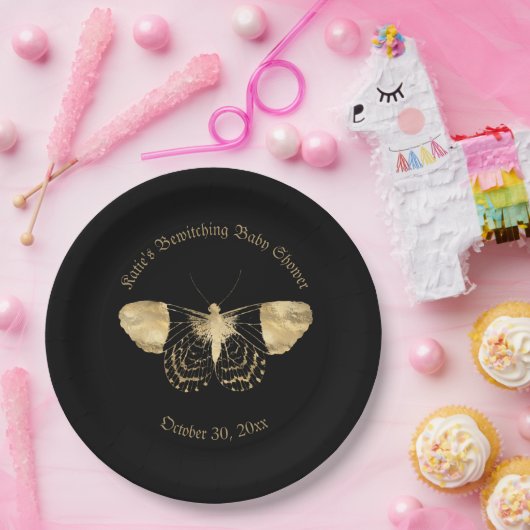 Elegant donker Victoriaans gotisch Baby shower Papieren Bordje (Feest)