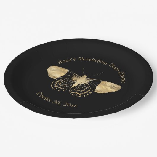 Elegant donker Victoriaans gotisch Baby shower Papieren Bordje (Gekanteld)