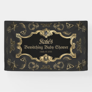 Elegant donker Victoriaans gotisch Baby shower Spandoek