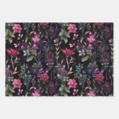 Elegant Donker Victoriaans Paarse Bloemen | Ontkop Inpakpapier Vel (Voorkant)