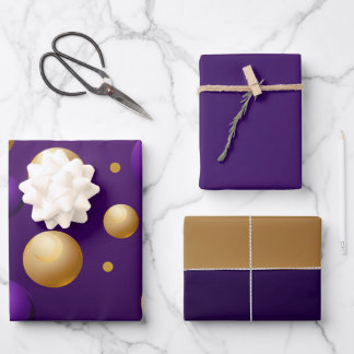 Elegant donker violet Paarse en gouden Inpakpapier Vel