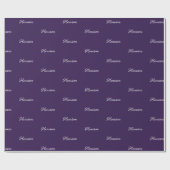 Elegant donker violet script aangepaste naam verja cadeaupapier (Vlak)