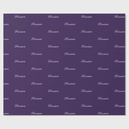 Elegant donker violet script aangepaste naam verja cadeaupapier (Vlak)