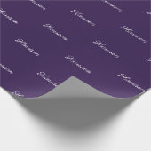 Elegant donker violet script aangepaste naam verja cadeaupapier (Hoek)
