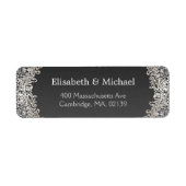 Elegant Donker Zilver Damast Classic Formal Etiket (Voorkant)