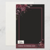 Elegant Donker Zwart Romantisch Roos Bloemendesign Briefpapier (Voorkant / Achterkant)