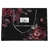 Elegant Donker Zwart Romantisch Roos Bloemendesign Groot Cadeauzakje (Voorkant)