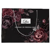 Elegant Donker Zwart Romantisch Roos Bloemendesign Groot Cadeauzakje (Achterkant)