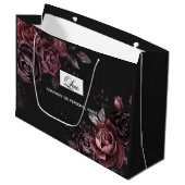 Elegant Donker Zwart Romantisch Roos Bloemendesign Groot Cadeauzakje (Voorkant Gekanteld)