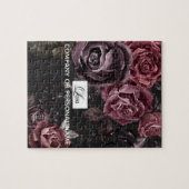 Elegant Donker Zwart Romantisch Roos Bloemendesign Legpuzzel (Horizontaal)