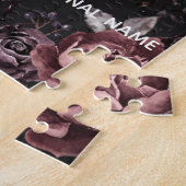 Elegant Donker Zwart Romantisch Roos Bloemendesign Legpuzzel (Zijkant)