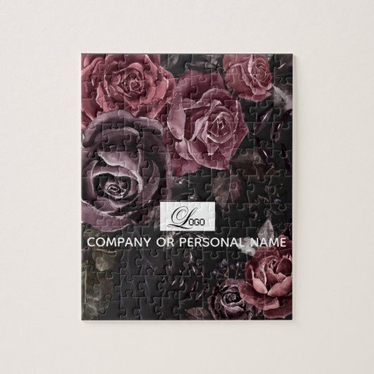 Elegant Donker Zwart Romantisch Roos Bloemendesign Legpuzzel (Verticaal)