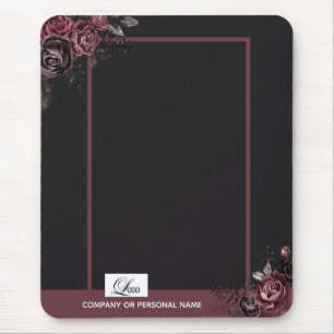 Elegant Donker Zwart Romantisch Roos Bloemendesign Muismat