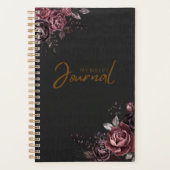 Elegant Donker Zwart Romantisch Roos Bloemendesign Planner (Voorkant)