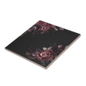 Elegant Donker Zwart Romantisch Roos Bloemendesign Tegeltje (Zijkant)