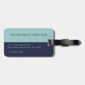Elegant donkerblauw Bagagelabel met aangepaste det (Achterkant horizontaal)