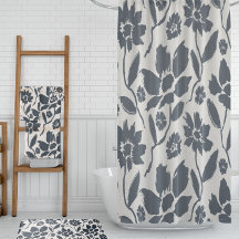 Elegant donkerblauw bloemencrème canvas