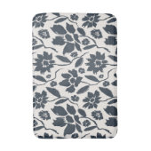 Elegant donkerblauw bloemencrème canvas badmat (Voorkant Verticaal)