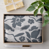 Elegant donkerblauw bloemencrème canvas tissuepapier (Geschenk)