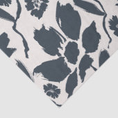 Elegant donkerblauw bloemencrème canvas tissuepapier (Detail)