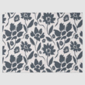 Elegant donkerblauw bloemencrème canvas tissuepapier (Voorkant)