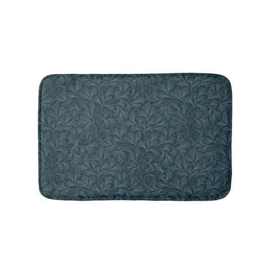Elegant donkerblauw bloemontwerp badmat (Voorkant)