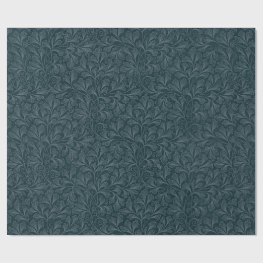 Elegant donkerblauw  bloemontwerp cadeaupapier (Vlak)