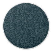 Elegant donkerblauw  bloemontwerp keramische knop (Voorkant)