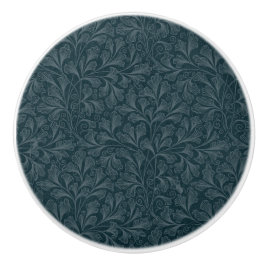 Elegant donkerblauw bloemontwerp keramische knop