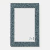 Elegant donkerblauw bloemontwerp post-it® notes (Voorkant)