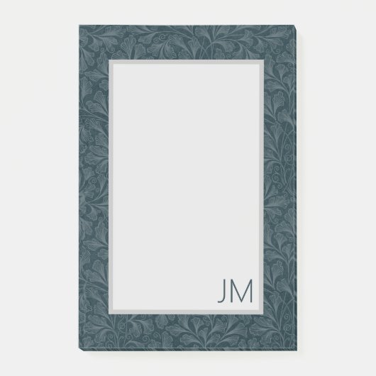 Elegant donkerblauw bloemontwerp post-it® notes (Voorkant)