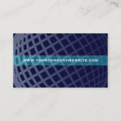 Elegant Donkerblauw en Blauwgroen Global Grid VP Visitekaartje (Achterkant)